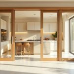 Luxury home interior showing four different sliding door kit styles side by side
