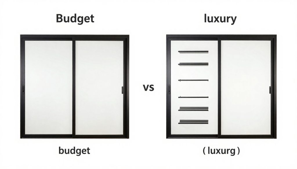 comparison of budget and premium sliding door kit hardware quality and components