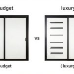 Side-by-side comparison showing budget vs luxury sliding door kit components and quality differences