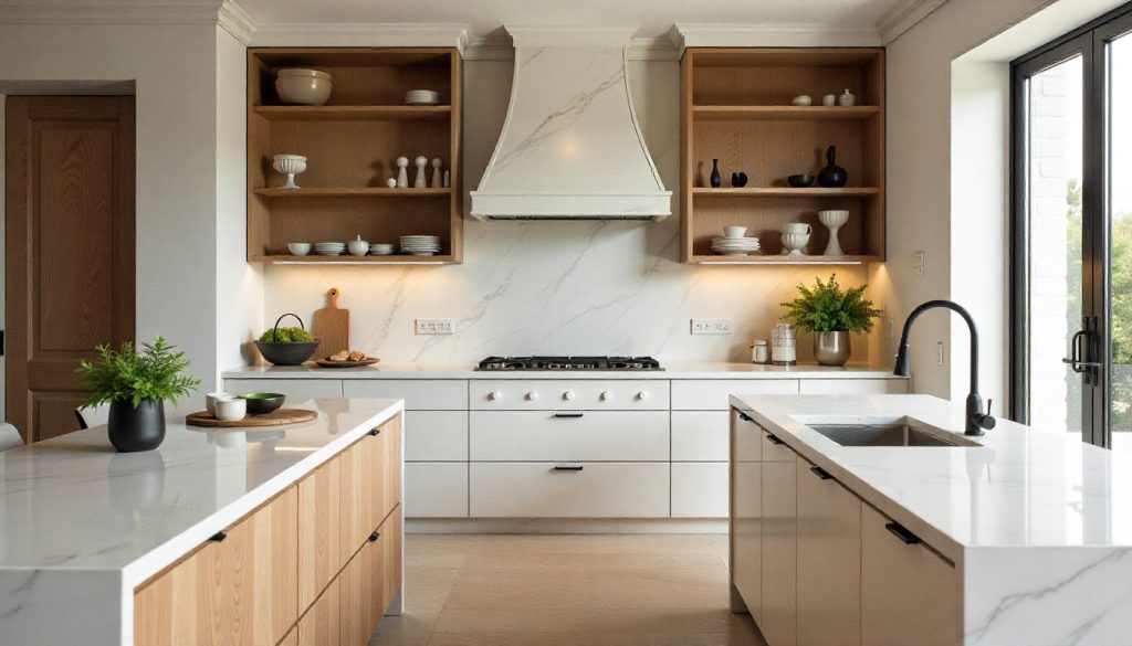 cabinetry and natural stone create timeless kitchen elegance