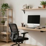 A functional home office setup that’s both aesthetically pleasing and ergonomically designed