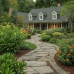 Beautiful exterior house garden and pathway