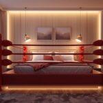 Bedroom with boxing ring style bed design