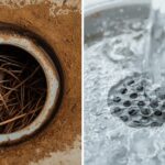 Before-and-after comparison of drain clearing