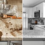 Before and after kitchen counter deep cleaning