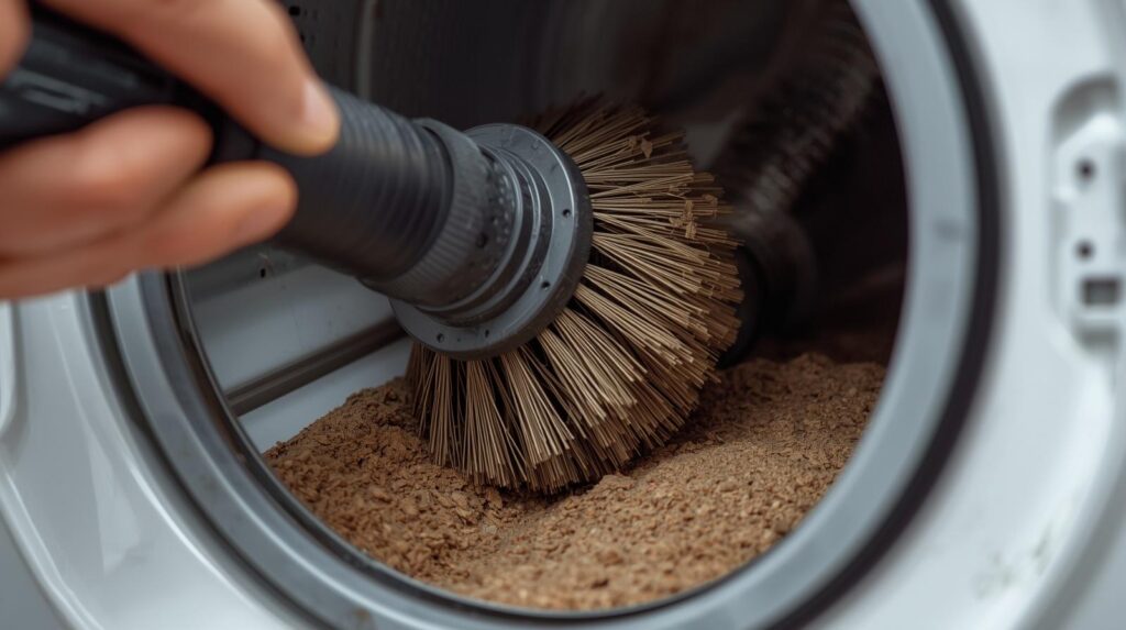 Cleaning dryer vent to prevent fire hazard