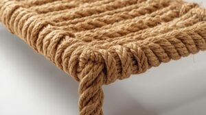 Close-up of rope boundary bed frame
