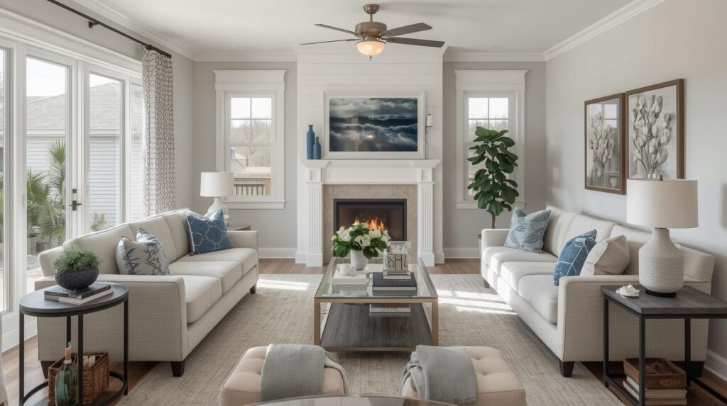 Decluttered and staged living room ready for showing