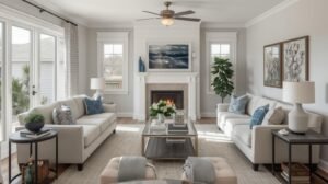 Decluttered and staged living room ready for showing