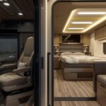 Driver cabin connected to sleeper living space