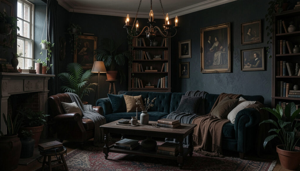 Living Room Dark Academia Design