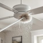 Living room dust removal from ceiling fan