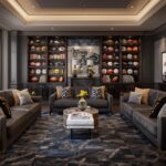 Modern luxury room with sports-themed decor