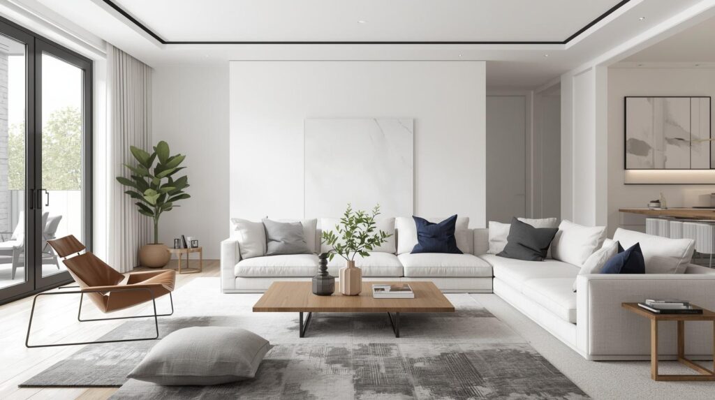 Modern organized living room with minimal design