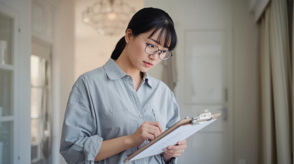Person with clipboard checking items off a home maintenance list