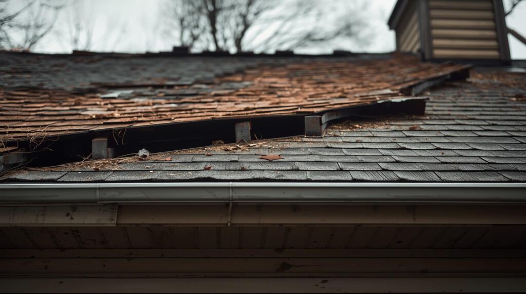 Sagging roof visible from outside home