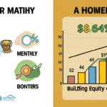Split image comparing a renter paying monthly rent vs. a homeowner building equity over time
