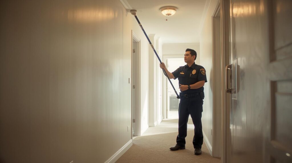 Testing smoke detectors in hallway