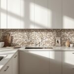 Updated kitchen with new hardware and modern backsplash
