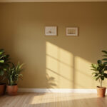 A sunlit room showing how natural light changes the appearance of a wall color from morning to afternoon.