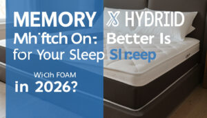 make a table comparing memory foam vs hybrid mattresses