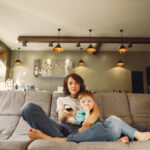 Modern family living room with natural lighting