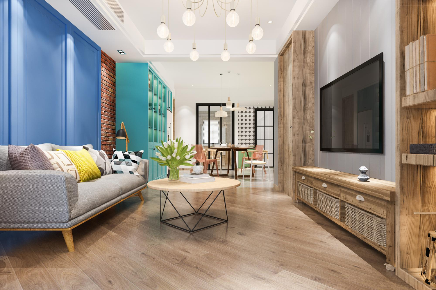 Modern home makeover before and after living room