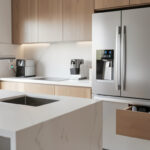 modern kitchen featuring a voice-controlled smart faucet