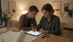 Interior designer working on modern home design project